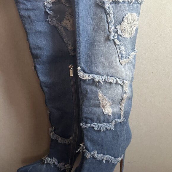 Denim Thigh High Boots...Size 8 - Picture 4 of 4